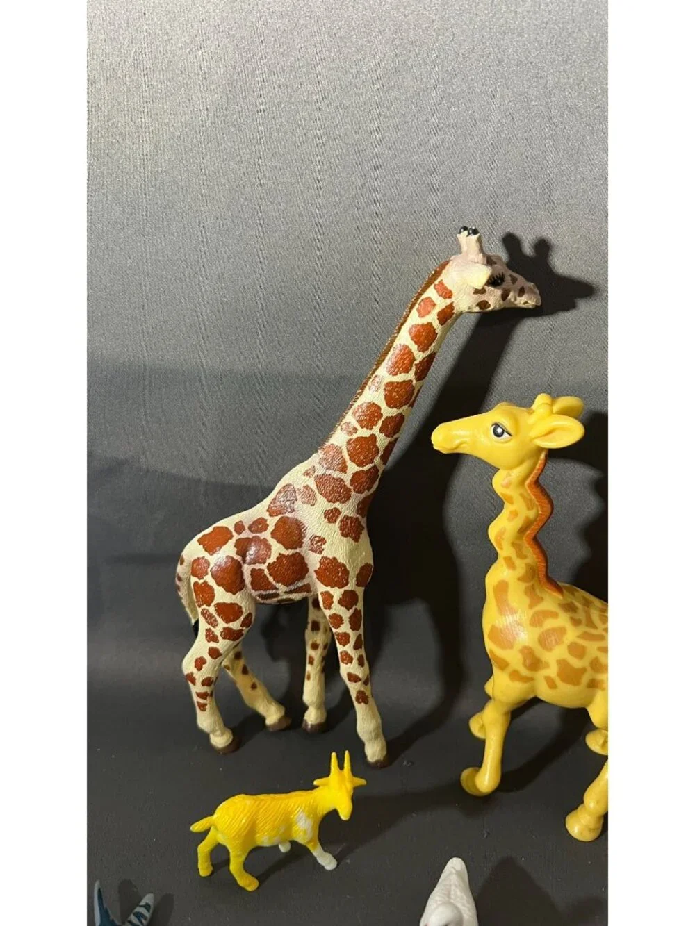 Assorted Animal Figurines Lot Includes Giraffes Lion Shark Goat Bee & More